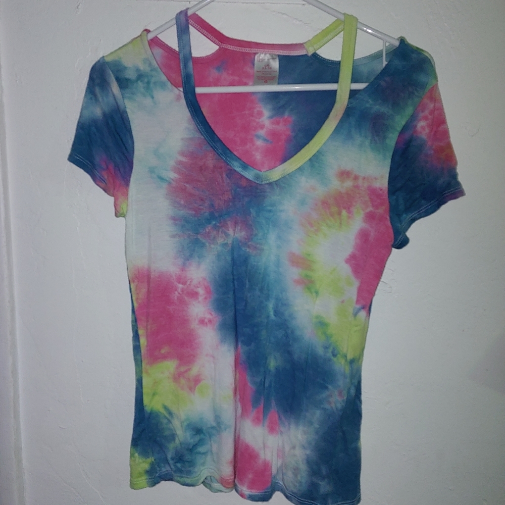 Nwot Tie Dye Short Sleeve V-Neck Top